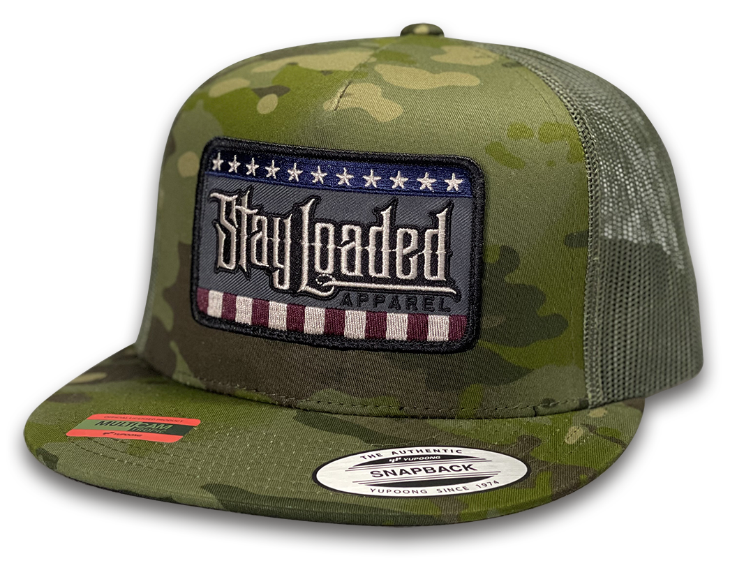 STAY LOADED CAMO Stars and Stripes Trucker MESH Hat - RWB