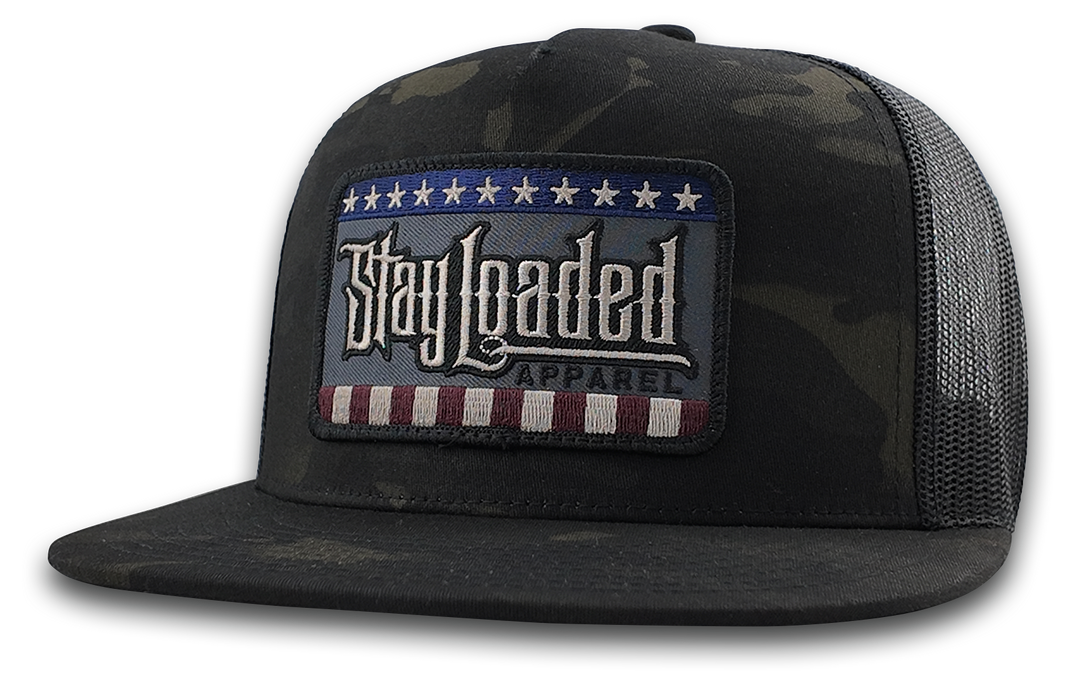 STAY LOADED DARK CAMO Stars and Stripes Hat - RWB